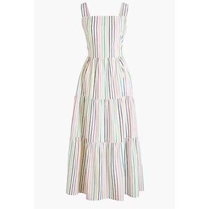 J. Crew White Maxi Dress with Rainbow Vertical Stripes, perfect for pride!!